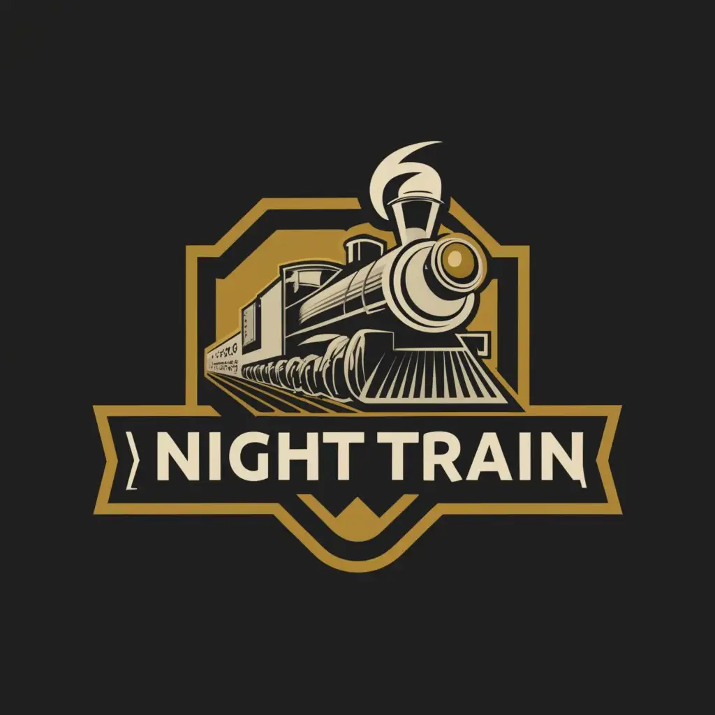 a logo design,with the text "NIGHT TRAIN", main symbol:guitar, train,Moderate,clear background