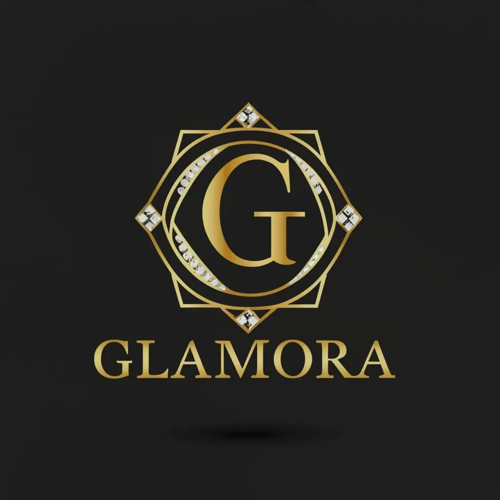 a logo design,with the text "Glamora", main symbol:Luxury,Moderate,clear background