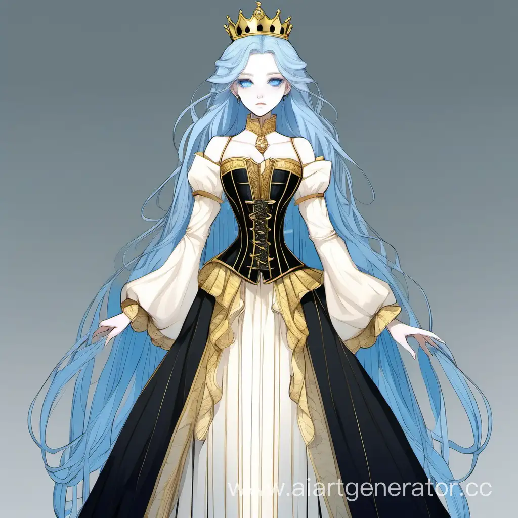 Regal-Empress-with-Blue-Hair-and-Elegant-White-Dress