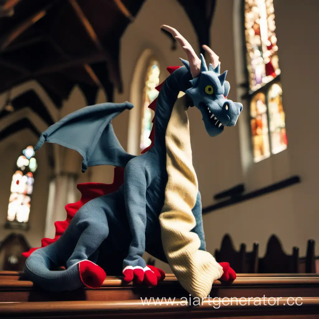 Majestic-Dragon-Adorns-Church-with-Quirky-Sock-Art