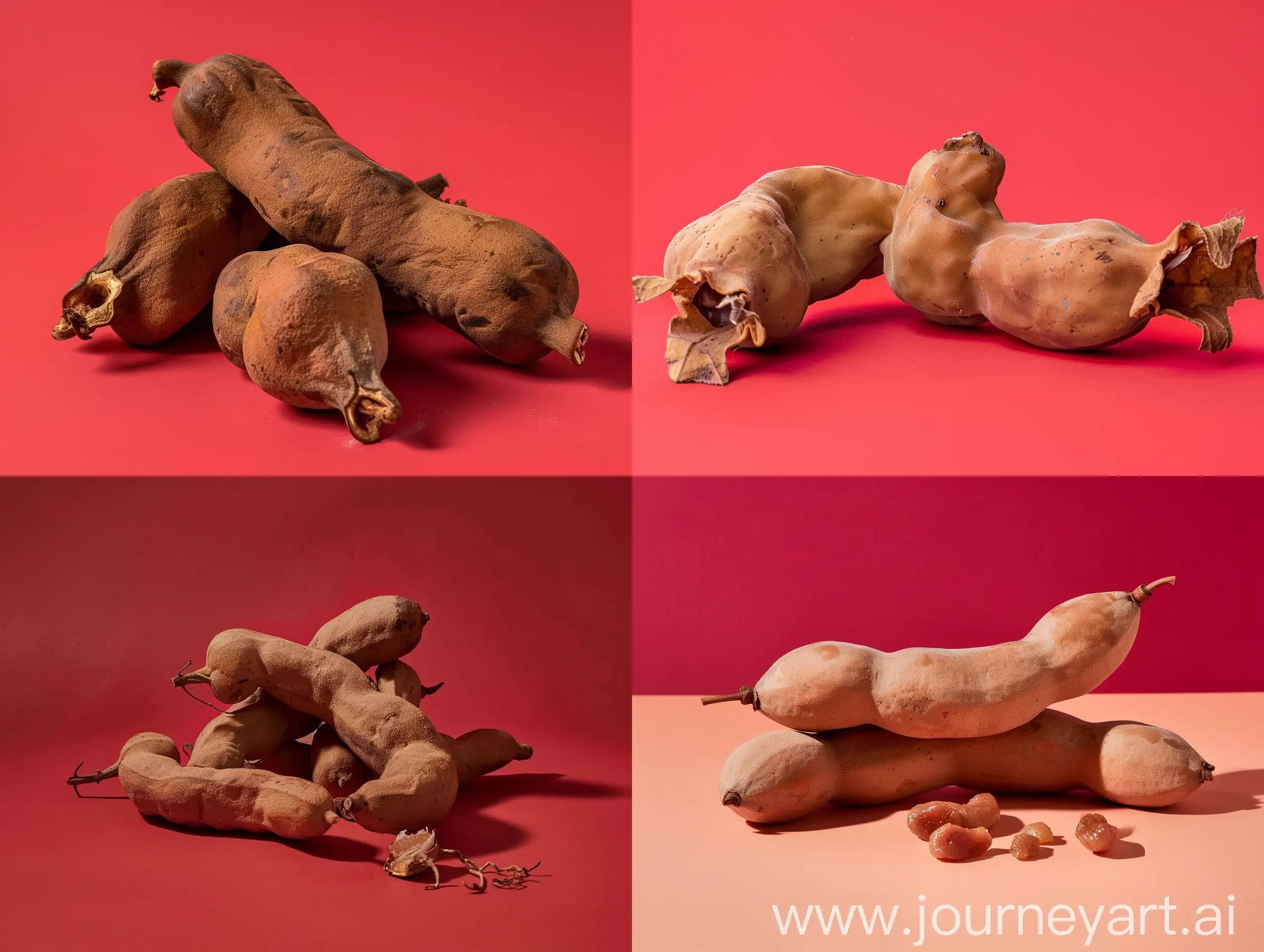 Studio photo with a red background of tamarind.