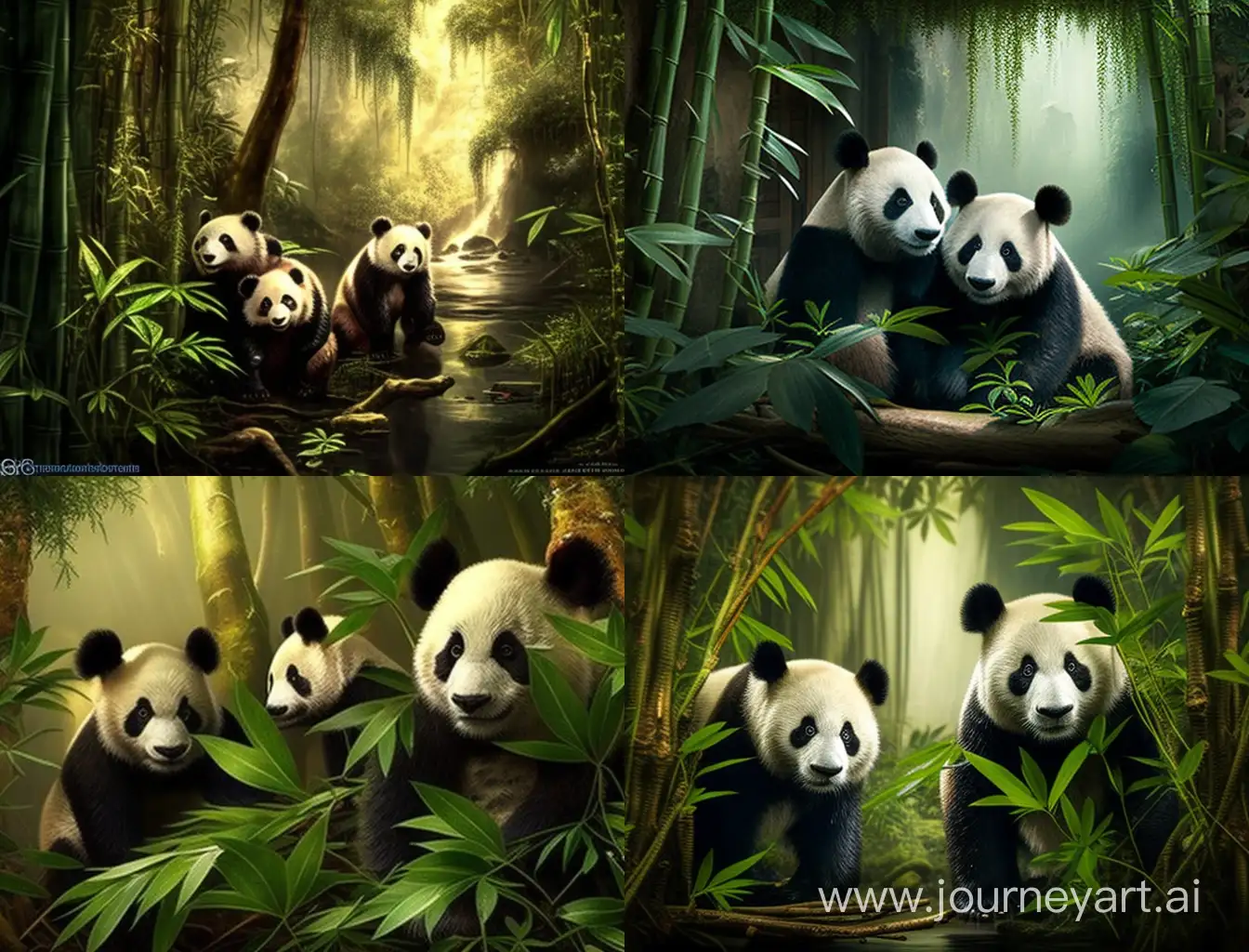 Pandas-in-Serene-Bamboo-Forest-Captivating-PanAsian-Harmony