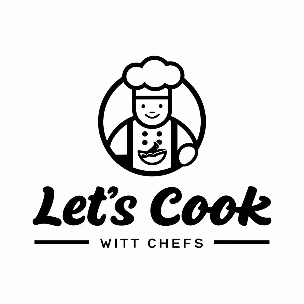 LOGO-Design-For-Lets-Cook-Chef-Hat-Emblem-with-Dynamic-Typography