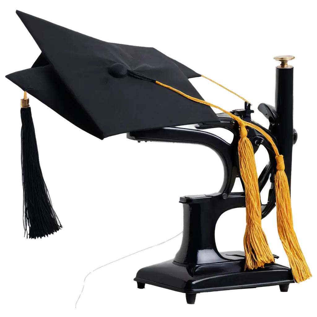 graduation cap on sewing machine