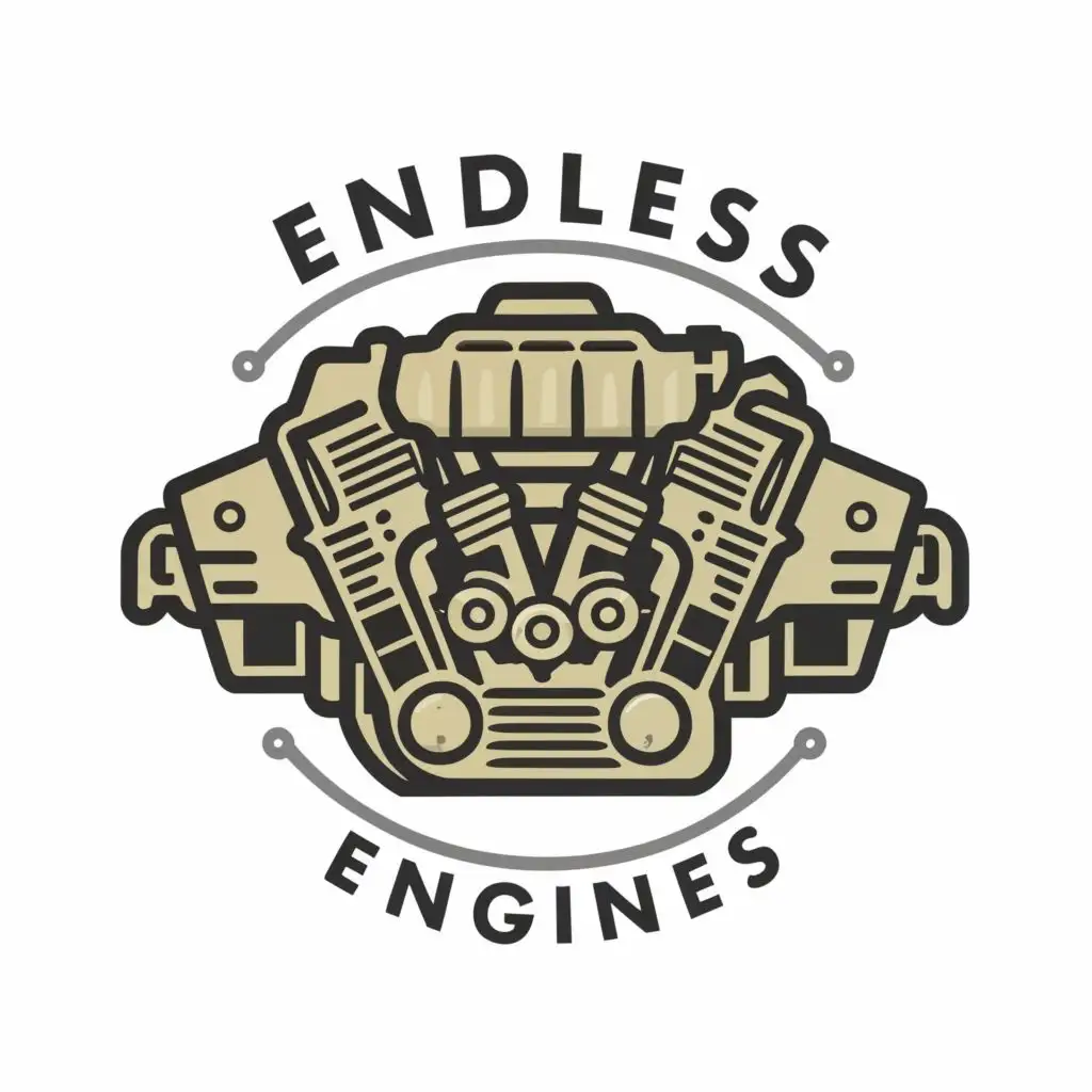 logo, A colorless car engine, with the text "Endless Engines", typography, be used in Retail industry