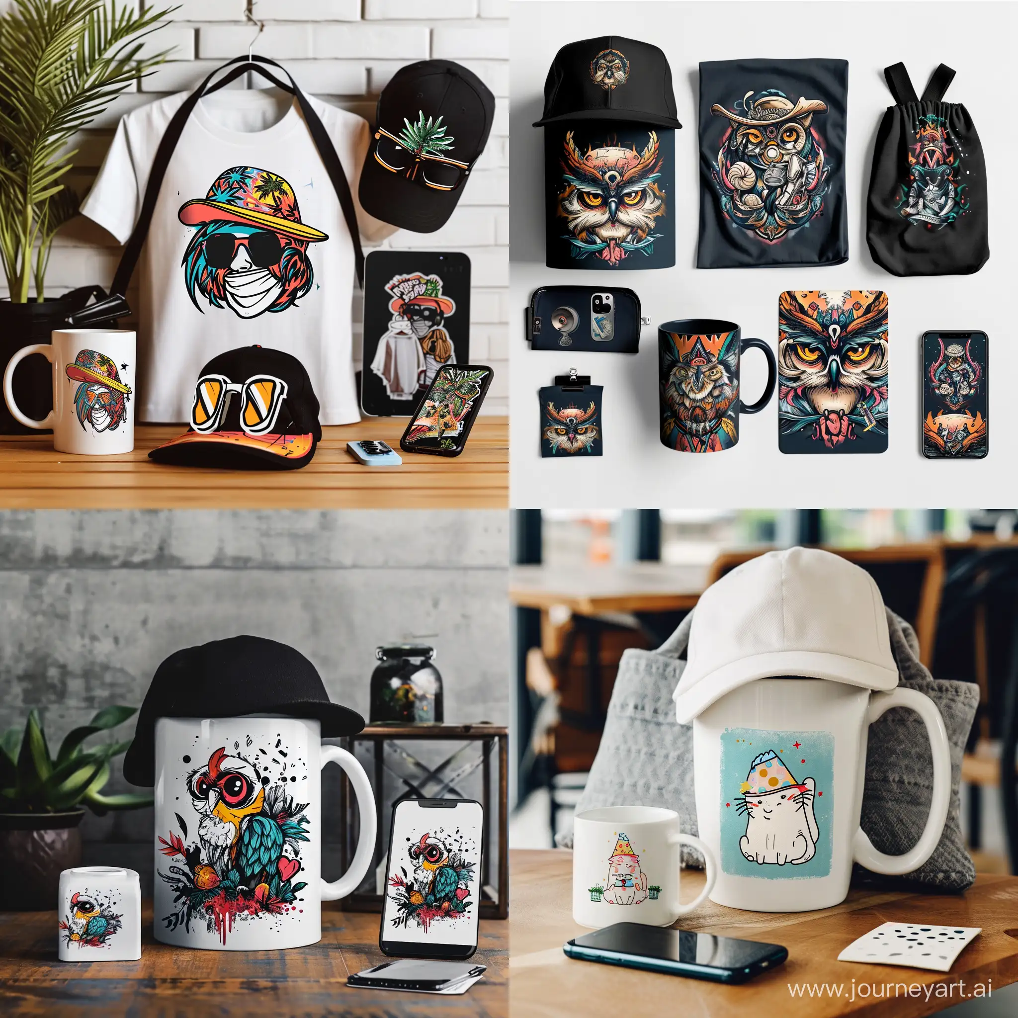 design professional mug, hat, t-shirt, sticker, phone cases, totes bags