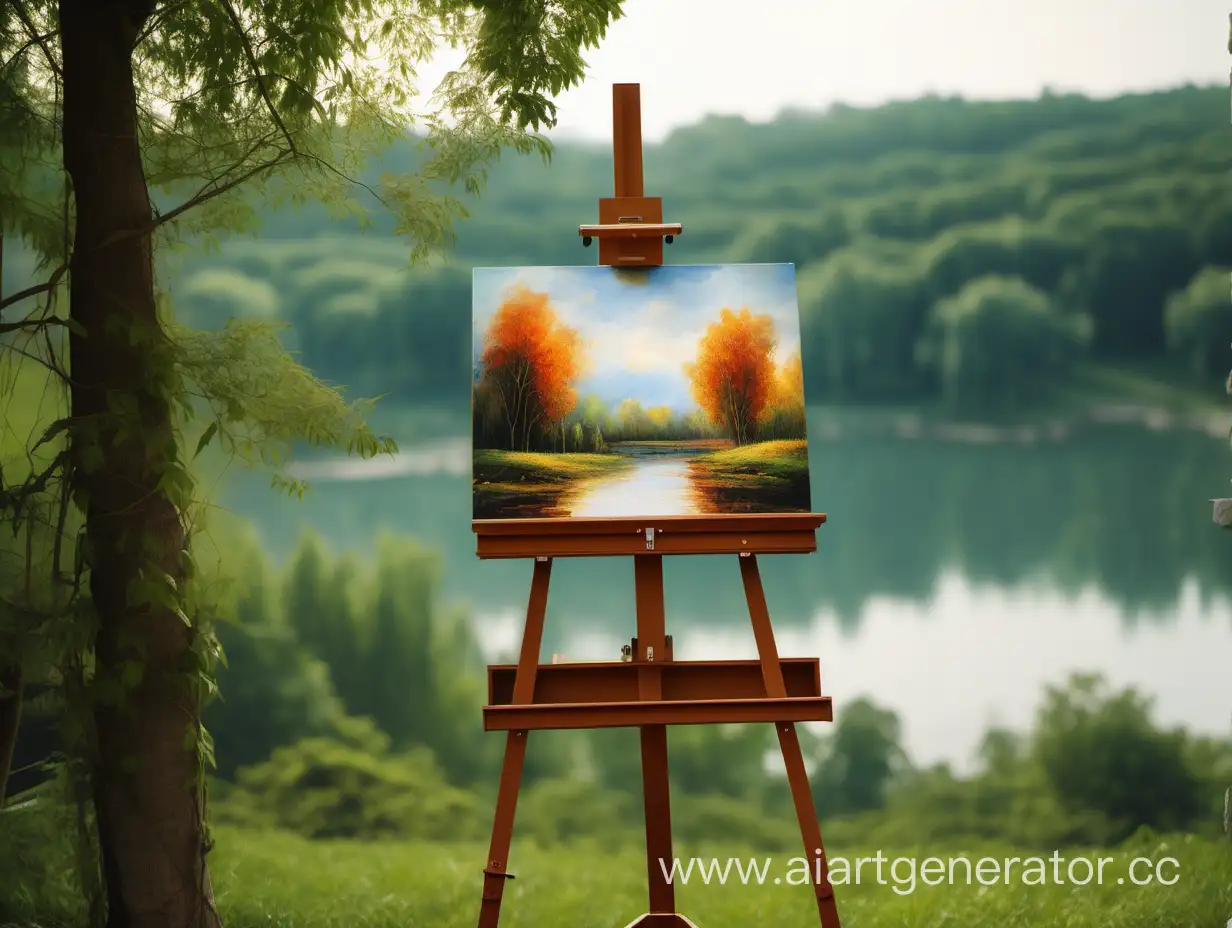 Closeup-of-Painted-Artistic-Easel-in-Natural-Setting