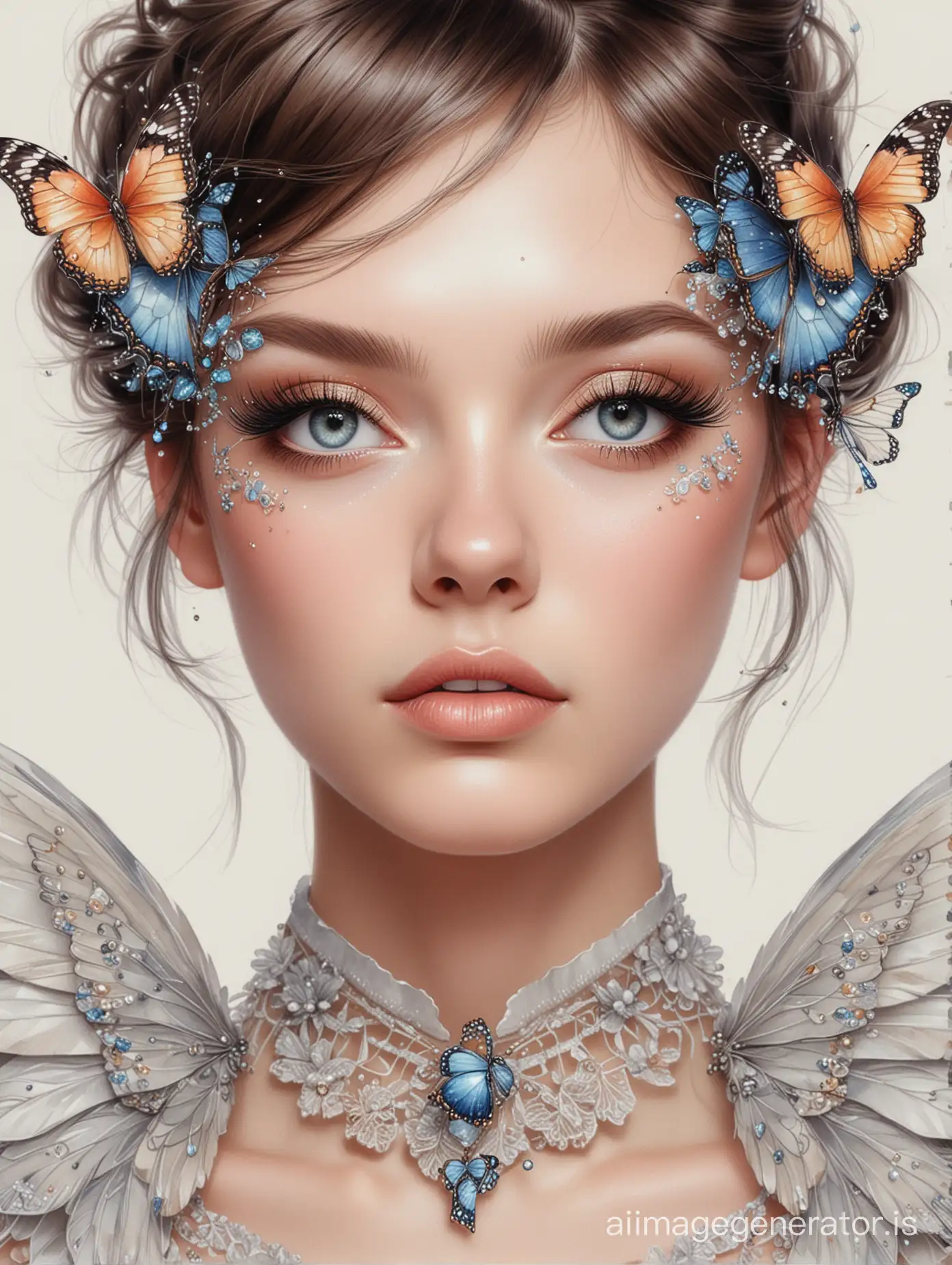 Surreal-Fairy-with-Butterfly-Wings-and-Fashion-Hairstyle-High-Detail-Watercolor-Portrait