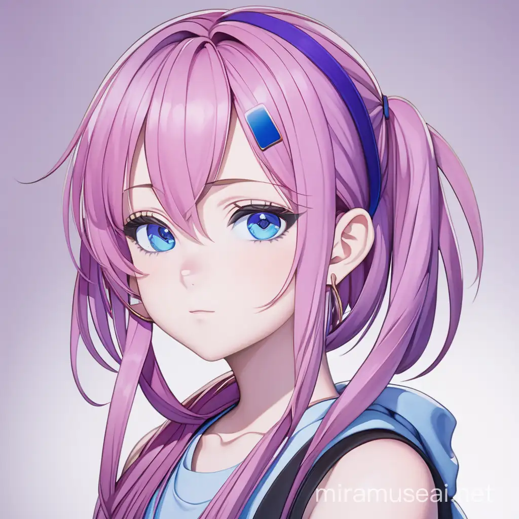 Animeinspired Daughter with PurplePink Hair and Blue Eyes Wearing Hoop Earrings