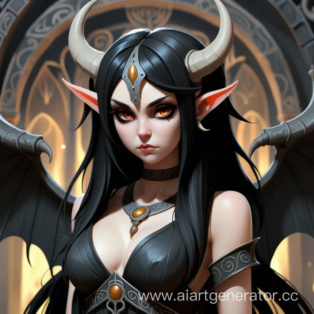 Enchanting-BlackHaired-Priestess-with-Horns-and-Wings-in-High-Definition