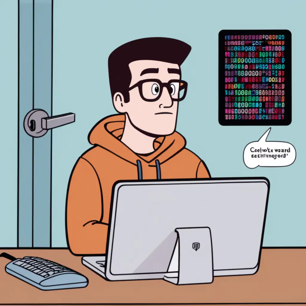 Colored image: Kevin learns about Password Security