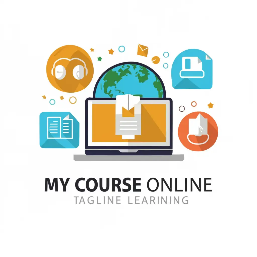 a logo design,with the text "My Course Online", main symbol:Computer, online learning, remotely,Moderate,be used in Education industry,clear background