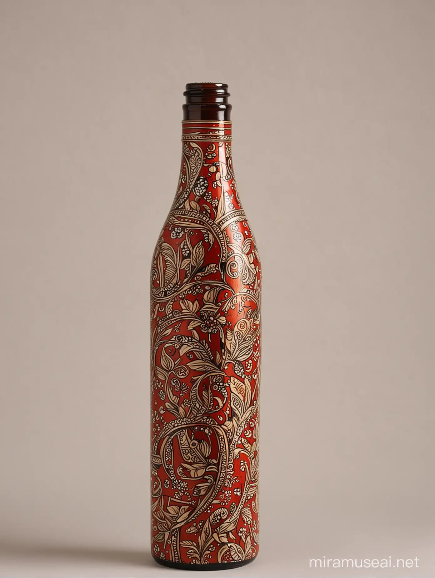 Hand Painted Bottle Art with Kalamkari Design