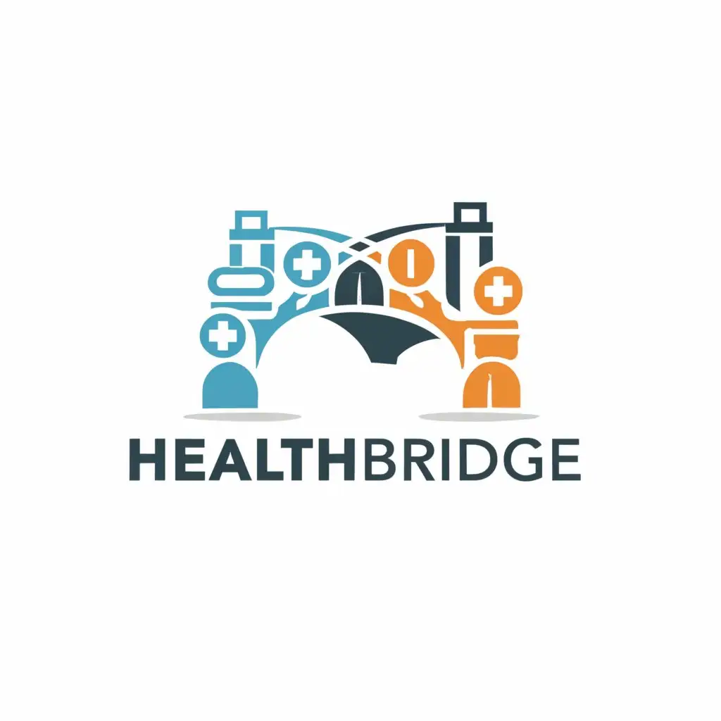 a logo design,with the text "HEALTHBRIDGE", main symbol:A bridge incorporating healthcare,Moderate,clear background