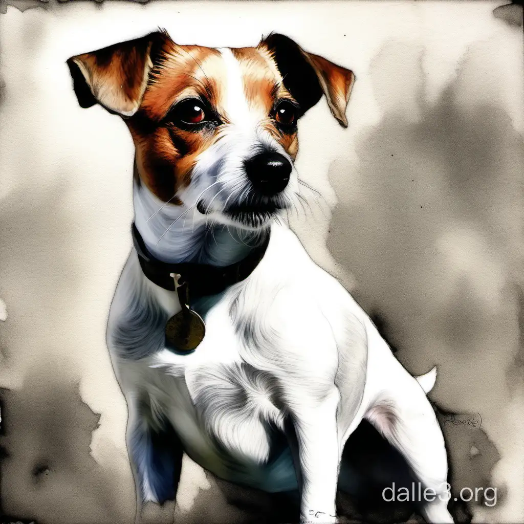 Detailed Watercolor Painting of Jack Russell Terrier in Workshop ...