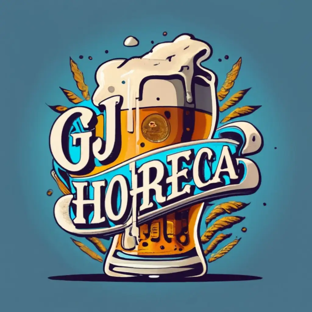 logo, beerglass, modern logo
blue background, realistic beerglass, with the text "GJ Horeca Service", typography, be used in Restaurant industry make logoname visible "GJ Horeca Service" different lettertype