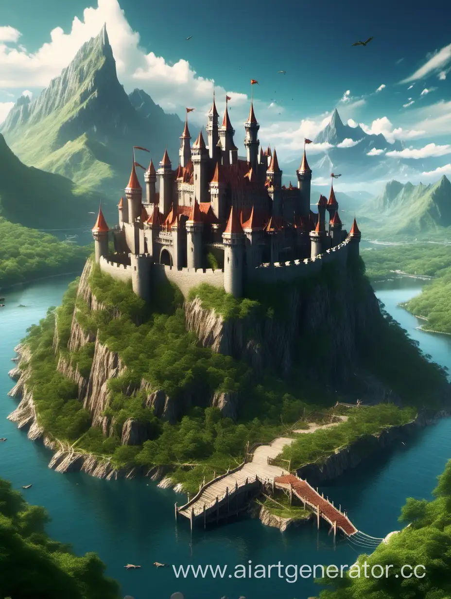 Kingdom on the islands where there are mountains
In the mountains, a castle