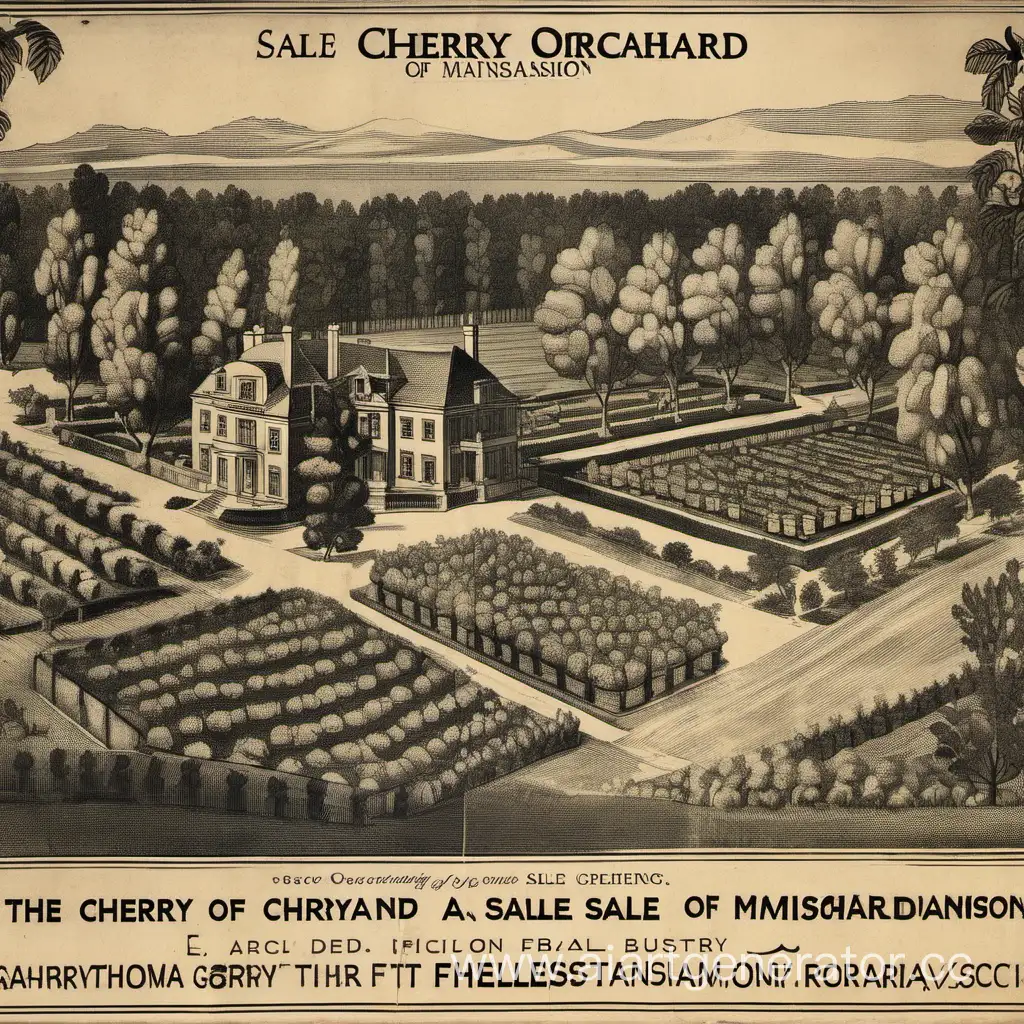 Реклама продажи вишневого сада и особняка