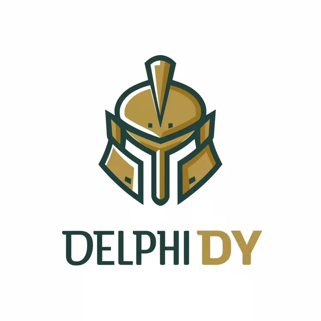 a logo design,with the text "DELPHI DIY", main symbol:gladiator helmet,Сложный,be used in Технологии industry,clear background
