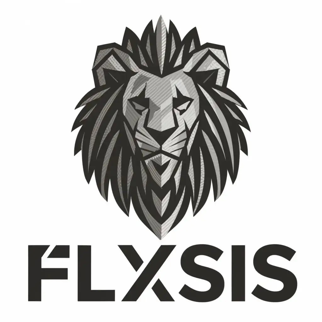 logo, Black Carbon Fiber Lion, with the text "Flexsis", typography