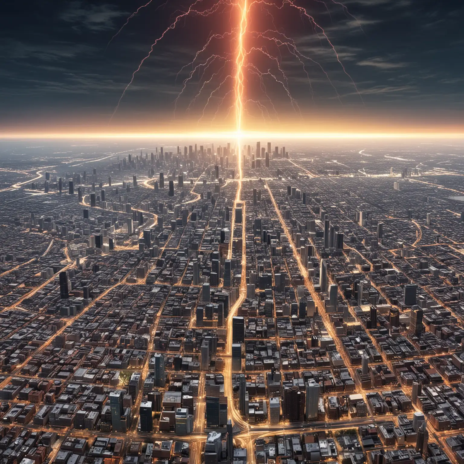 An image of how an electromagnetic pulse would affect a city.
