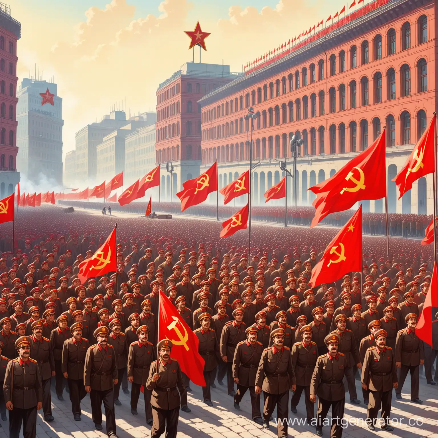 коммунизм, демонстрация, рабочее государство, управление государством, рабочий класс, серп и молот, Сталин