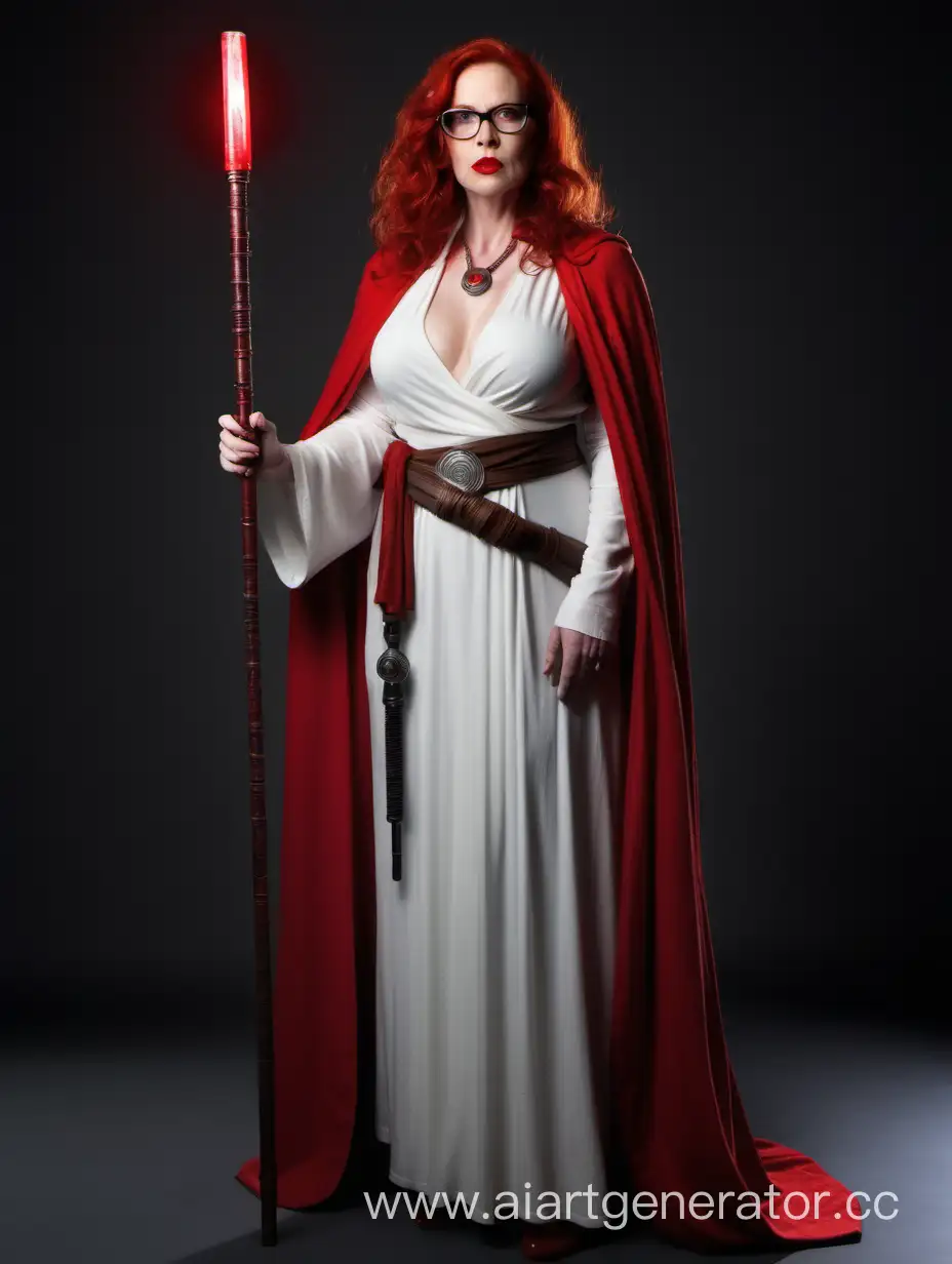 40YearOld-Jedi-Woman-in-Elegant-White-Dress-with-Staff-and-Red-Cloak