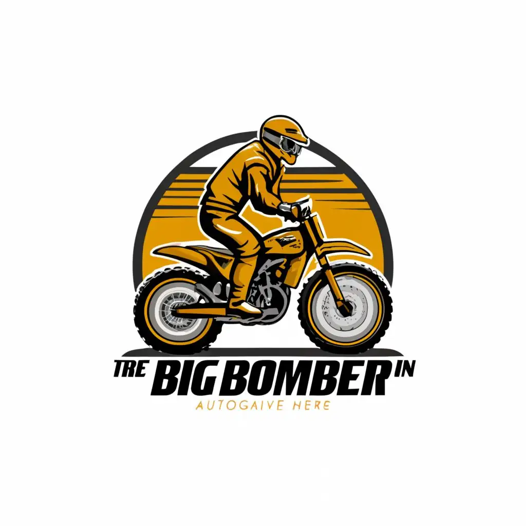a logo design,with the text "The BIG BOMBER", main symbol:Off-road bike riding, be used in Automotive industry