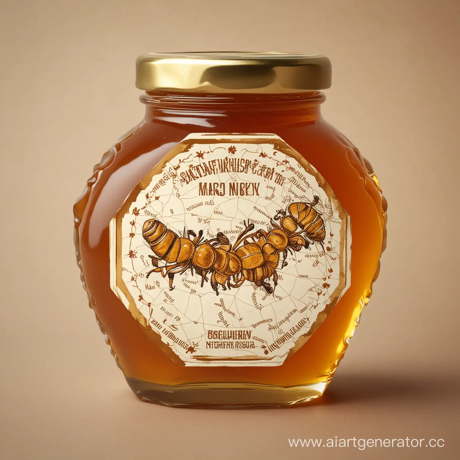 Этикетка меда "Северный мед"  с картой Северо -Запада России 