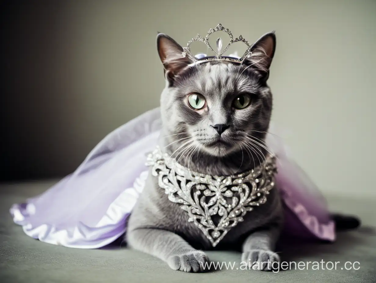 Elegant-Cat-Wearing-a-Tiara-and-Dress