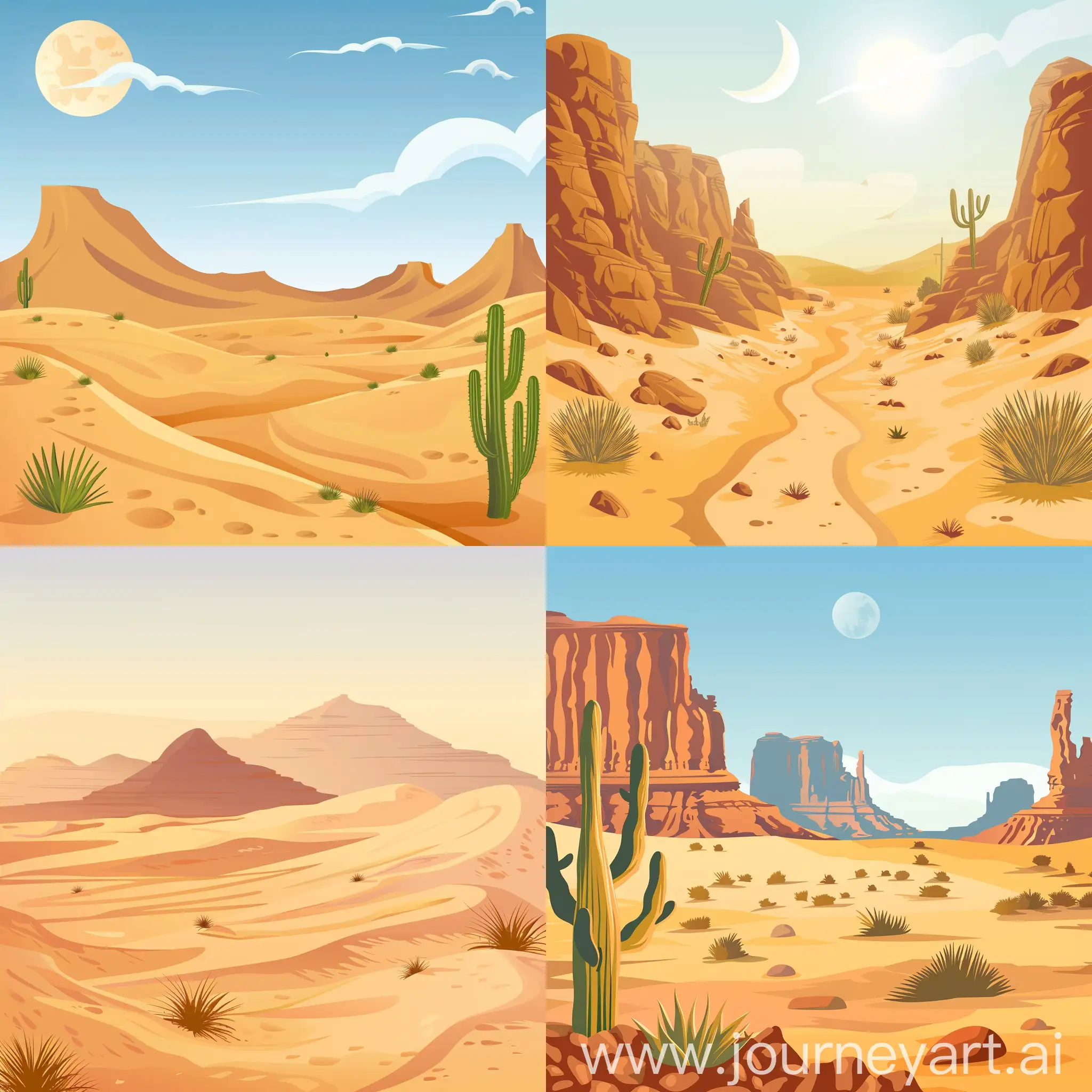 Vector-Illustration-of-Desert-Landscape-with-Cactus-and-Mountains