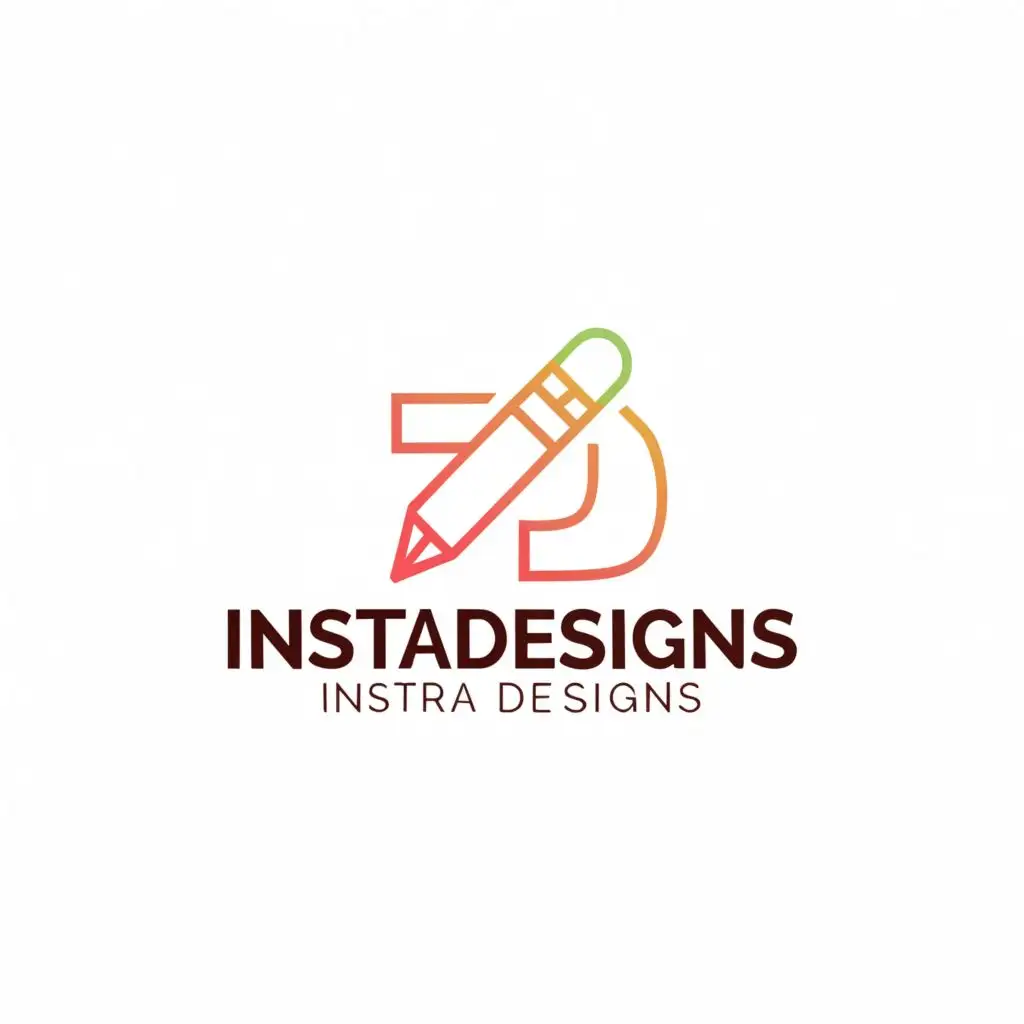 a logo design,with the text "InstaDesigns", main symbol:Please generate a simple and minimal logo. The logo should be unique and coustom and Incorporate the company name "InstaDesigns" prominently
Consider incorporating design-related elements such as a pencil, brush,  to convey the idea of creativity and design.,Minimalistic,clear background