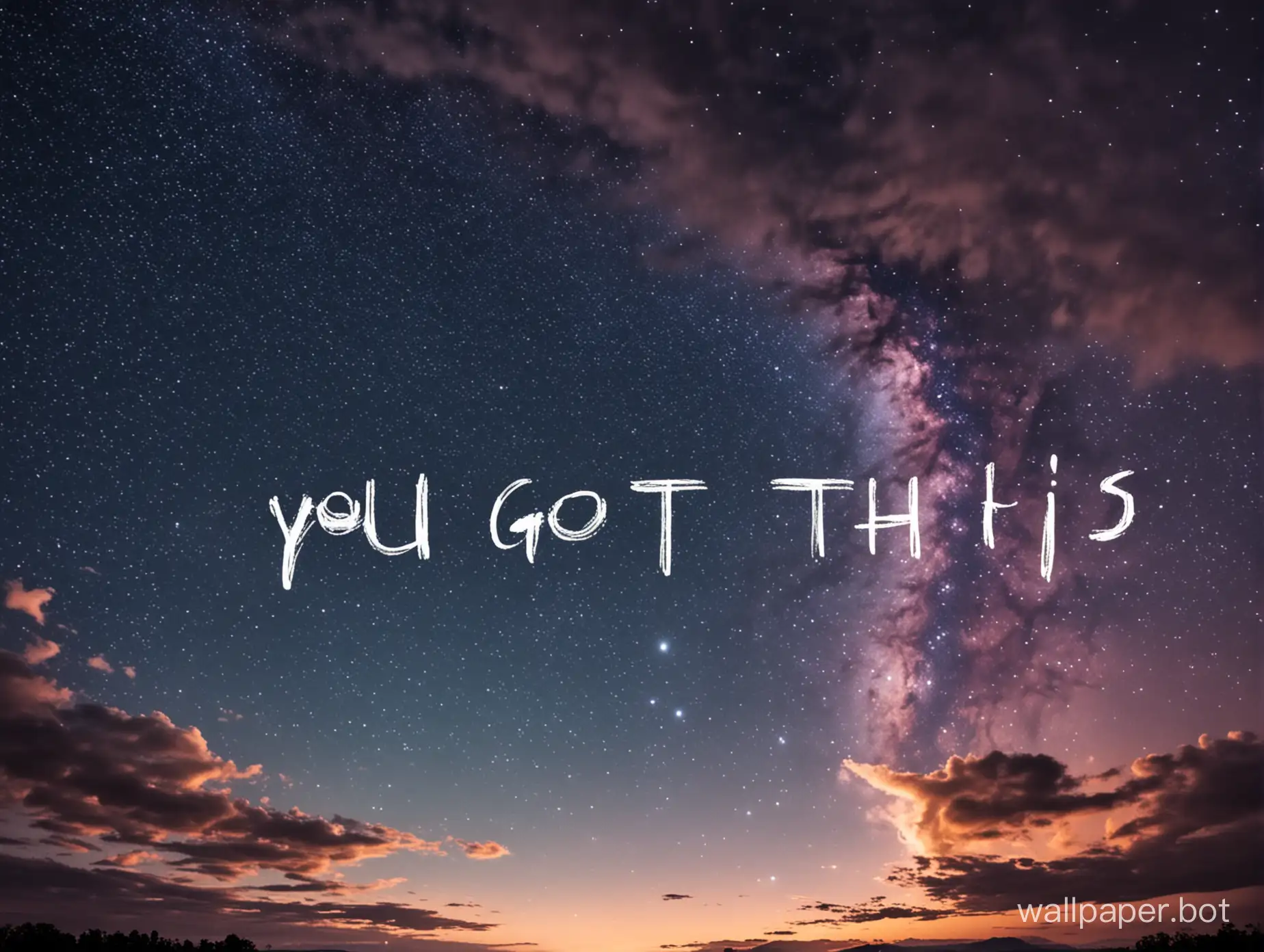 Beautiful night sky , add this big bold text "You got this"
Make the text more readable and no typo in it