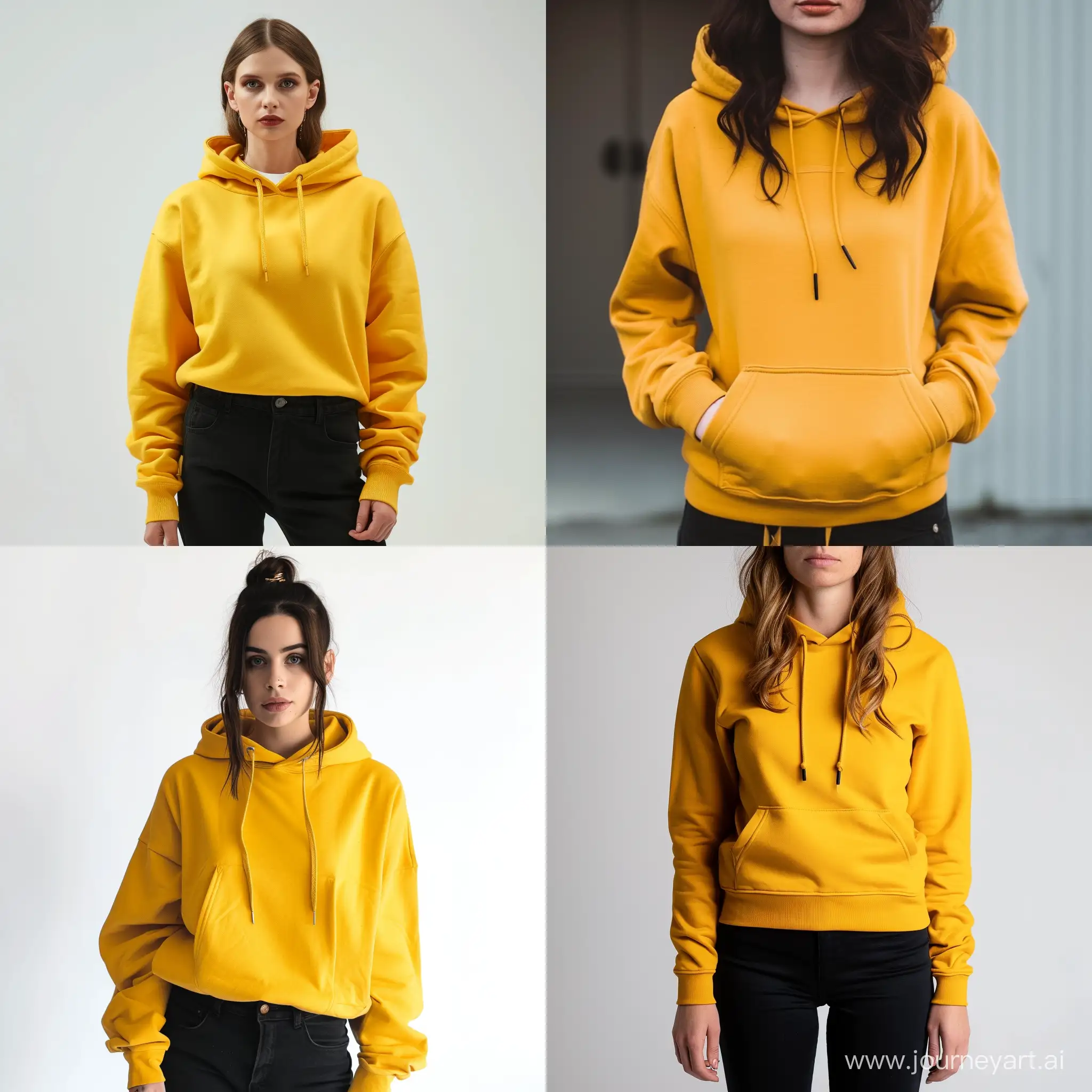 Stylish-Woman-in-Yellow-Hoodie-and-Black-Pants-Fashion-Portrait