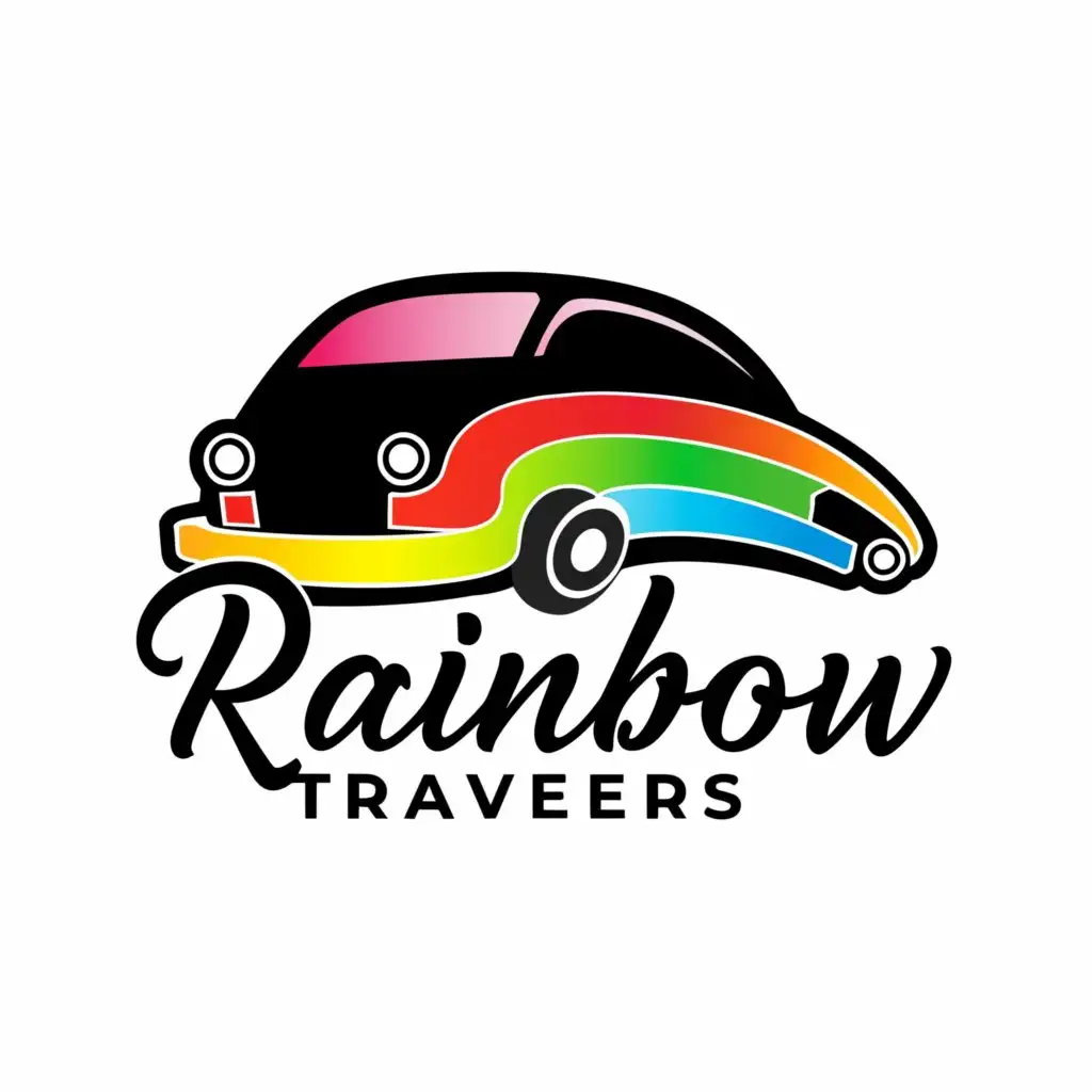 a logo design,with the text "Rainbow Travelers", main symbol:car,Moderate,clear background