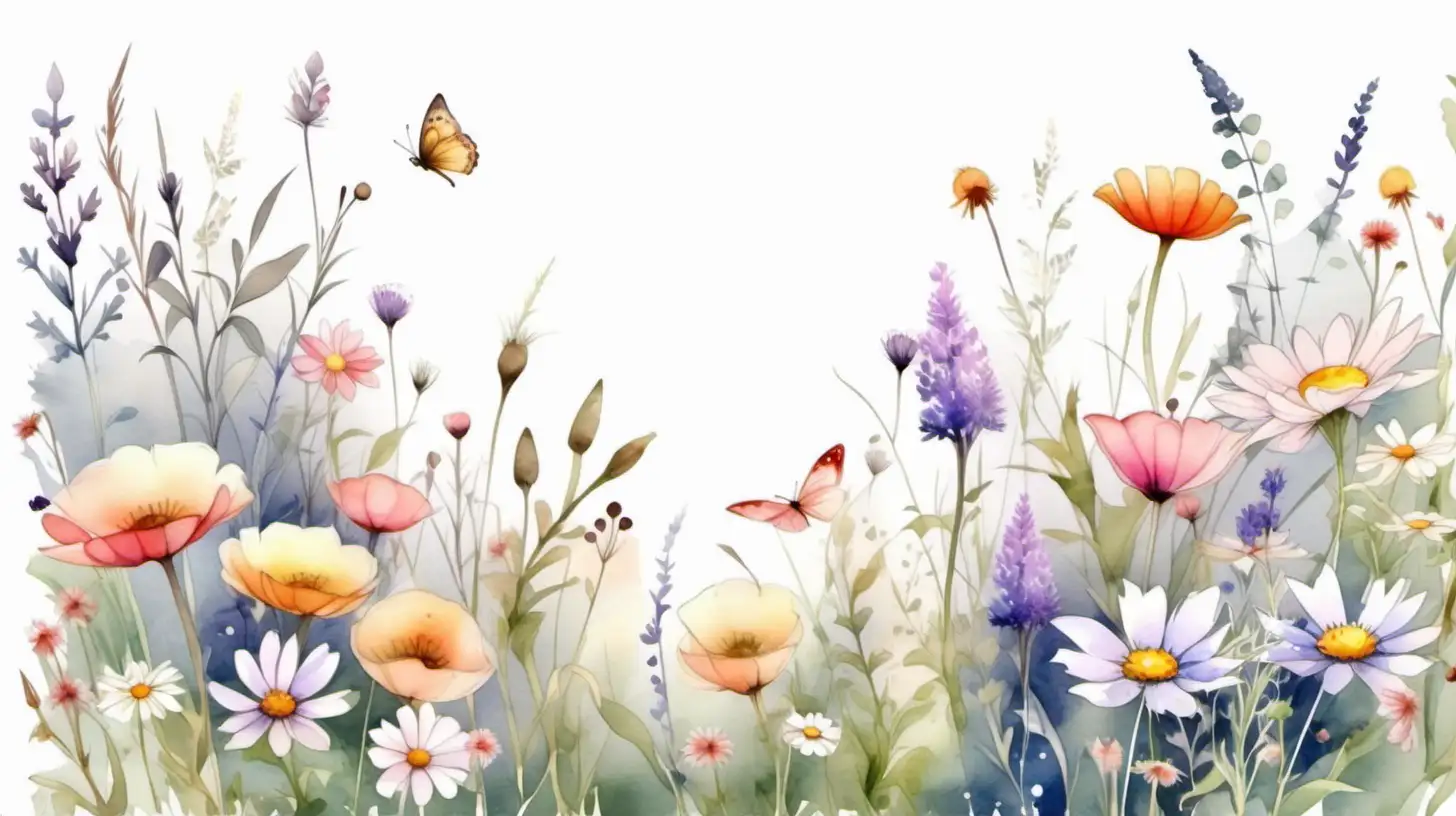 Enchanting Meadow Flowers in Fairytale Watercolor Illustration