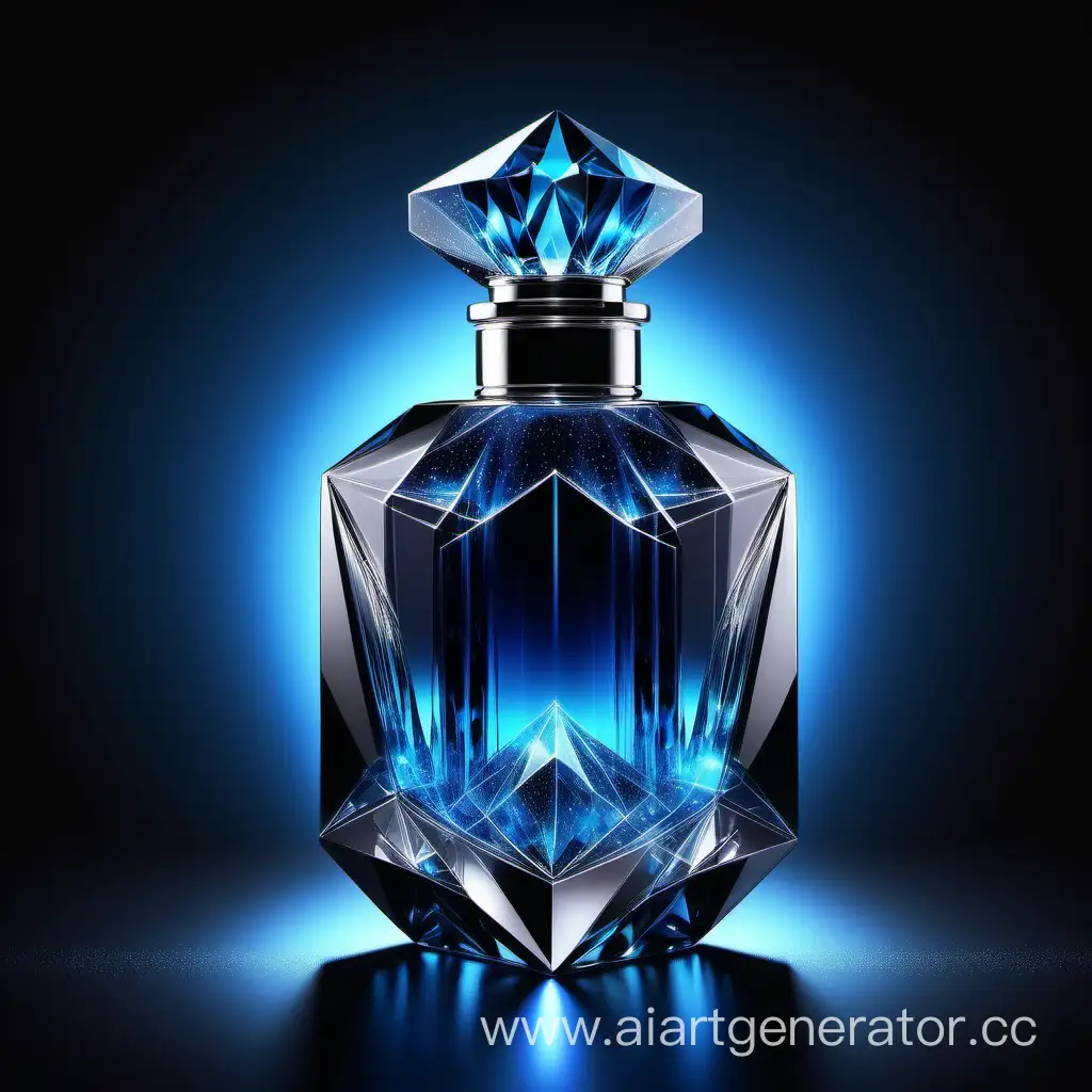 Radiant-Blue-and-Black-Diamond-Perfume-Bottle-with-Glowing-Sparks