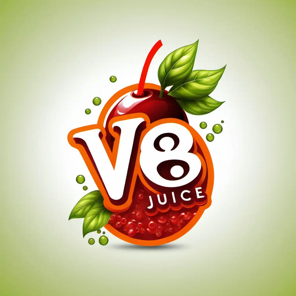 generate a logo for V8 juice, with serif font