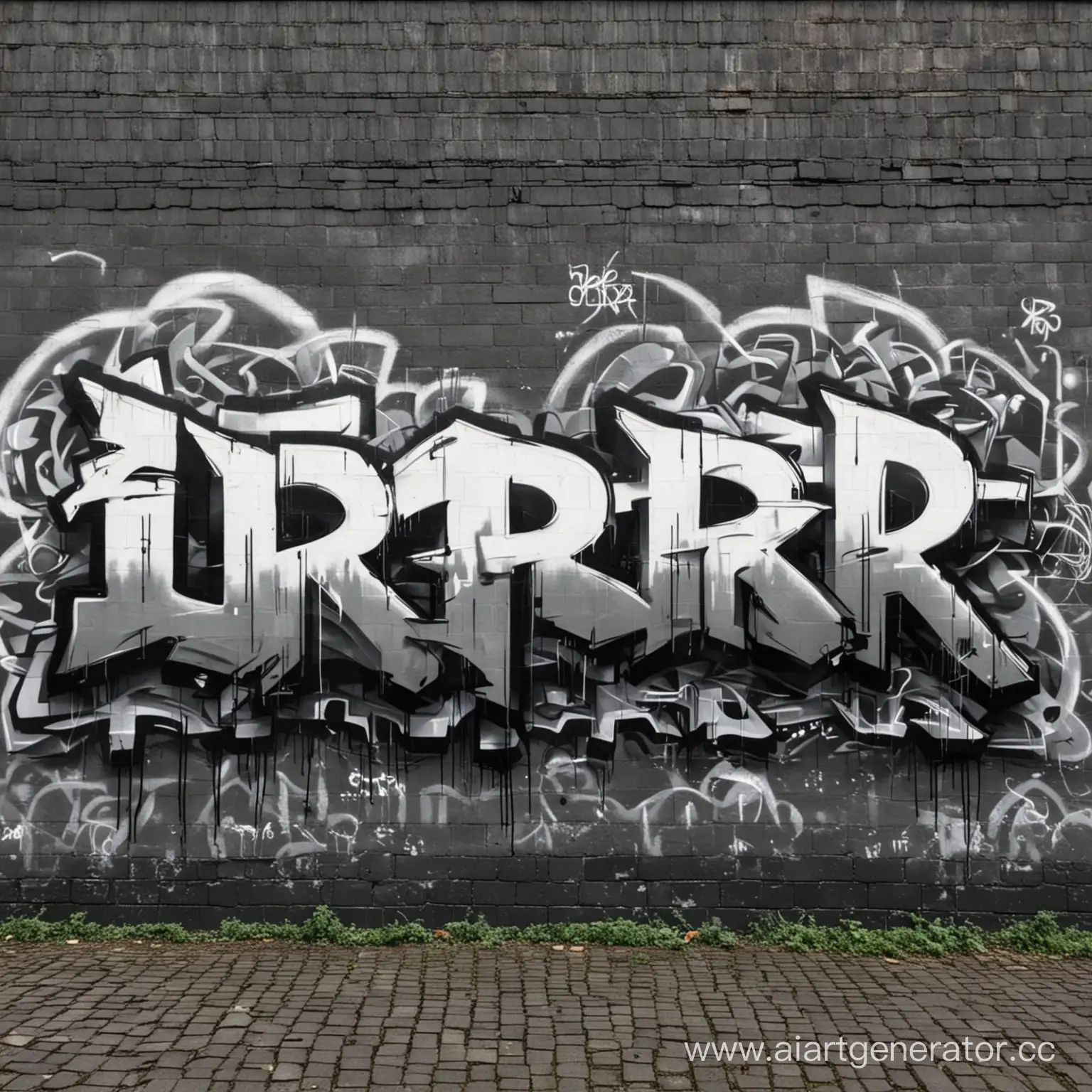 The background of the graffiti "OBR"
is dark all over the wall
