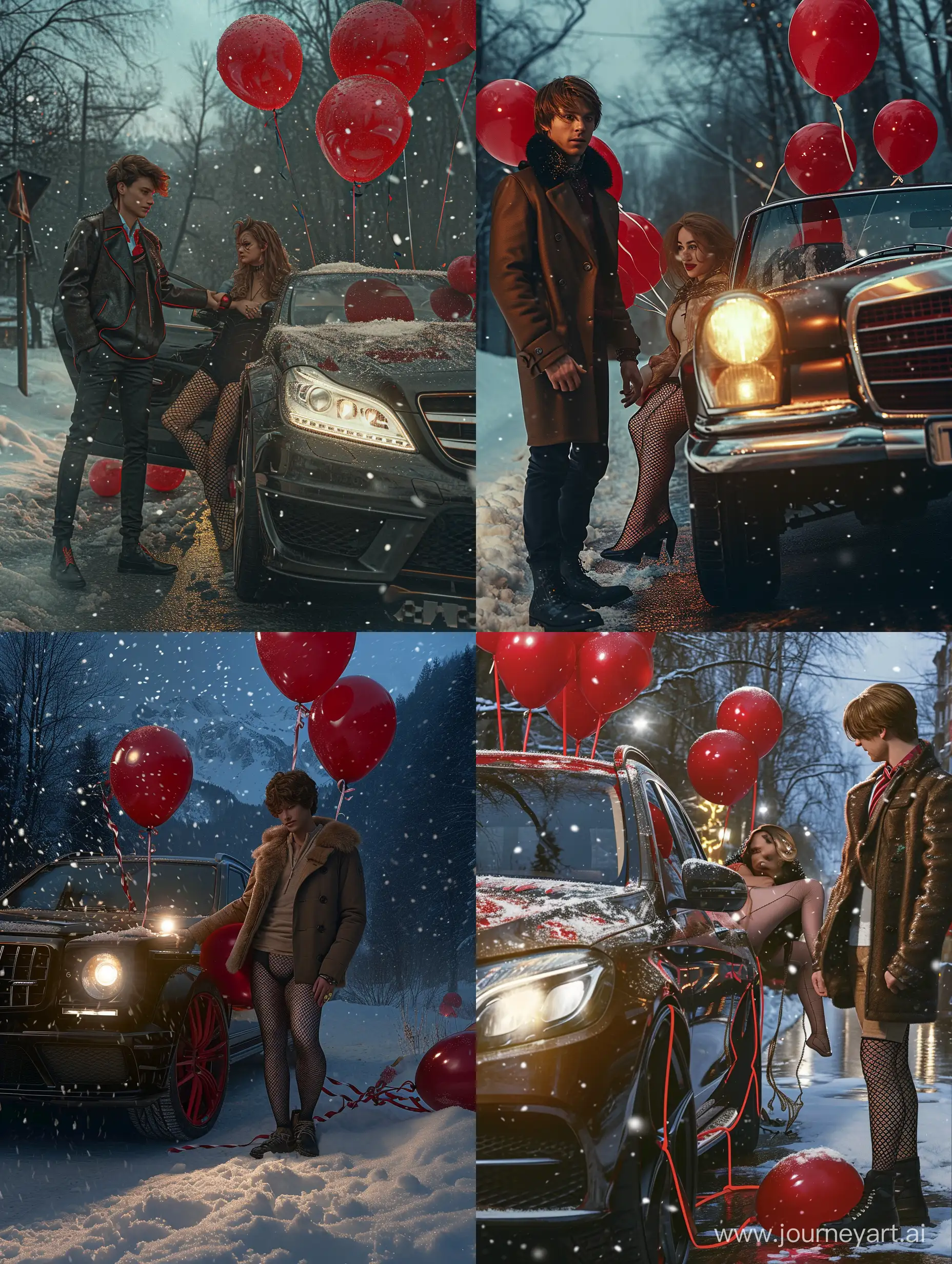 Stylish-Man-and-Luxury-Car-with-Red-Balloons