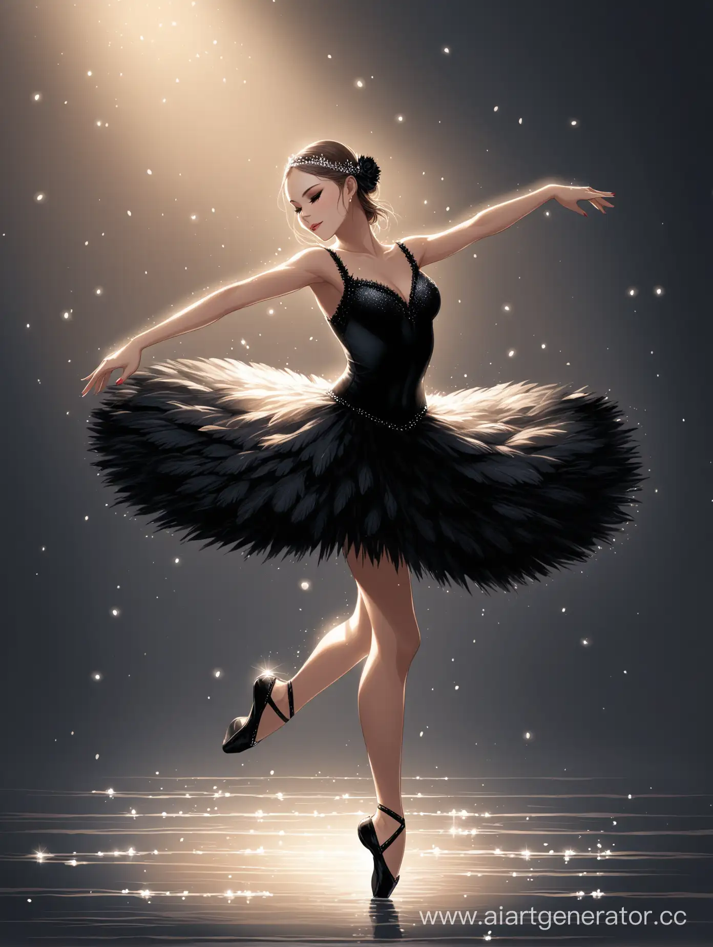 Девочка танцующа партию черного лебедя 
