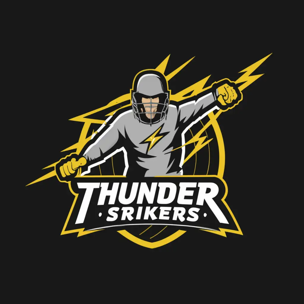 a logo design,with the text "OPPO THUNDER STRIKERS", main symbol:THUNDER AND CRICKET,Moderate,clear background