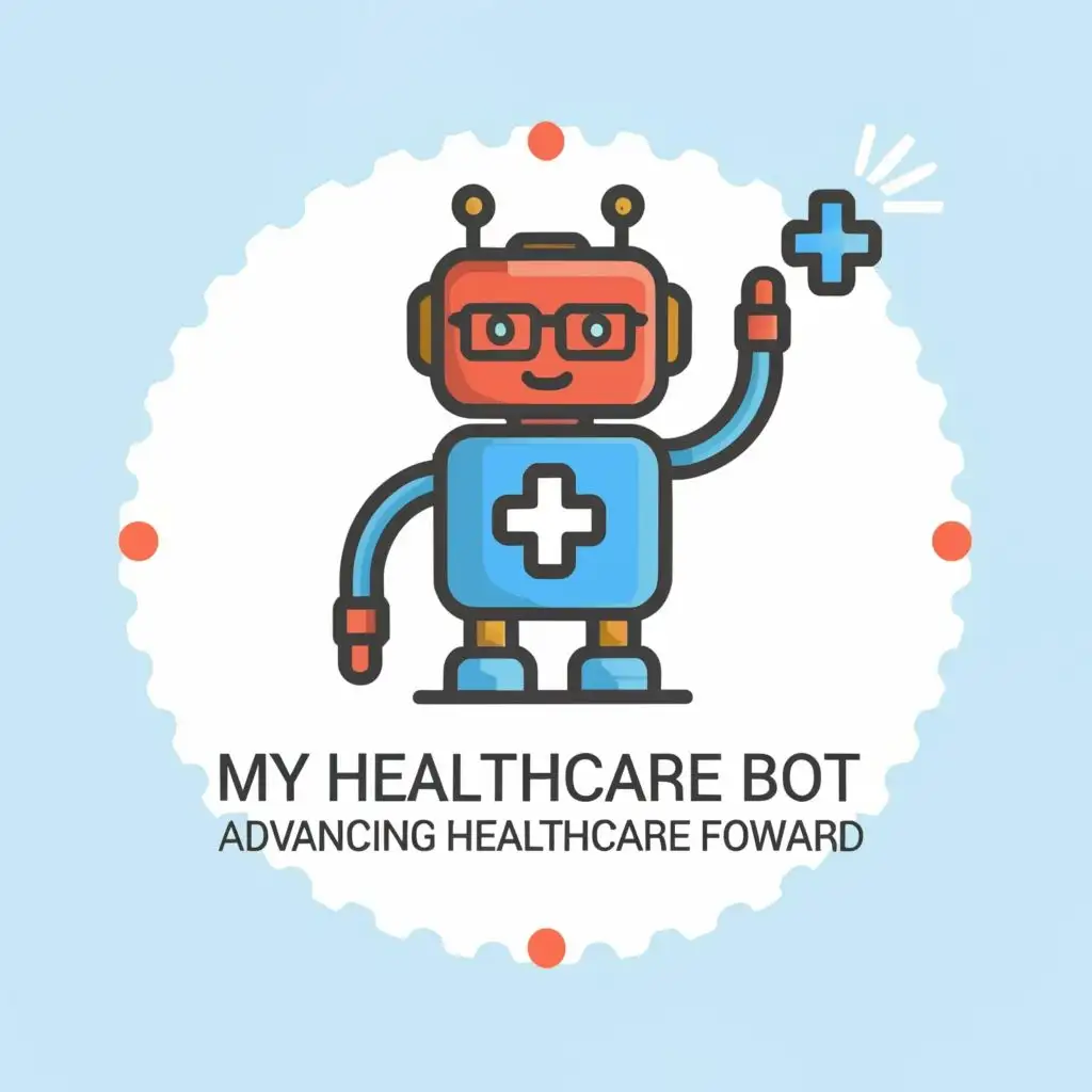 logo, Robot doctor glasses, with the text "My Healthcare Bot Advancing Healthcare Forward", be used in Medical Dental industry