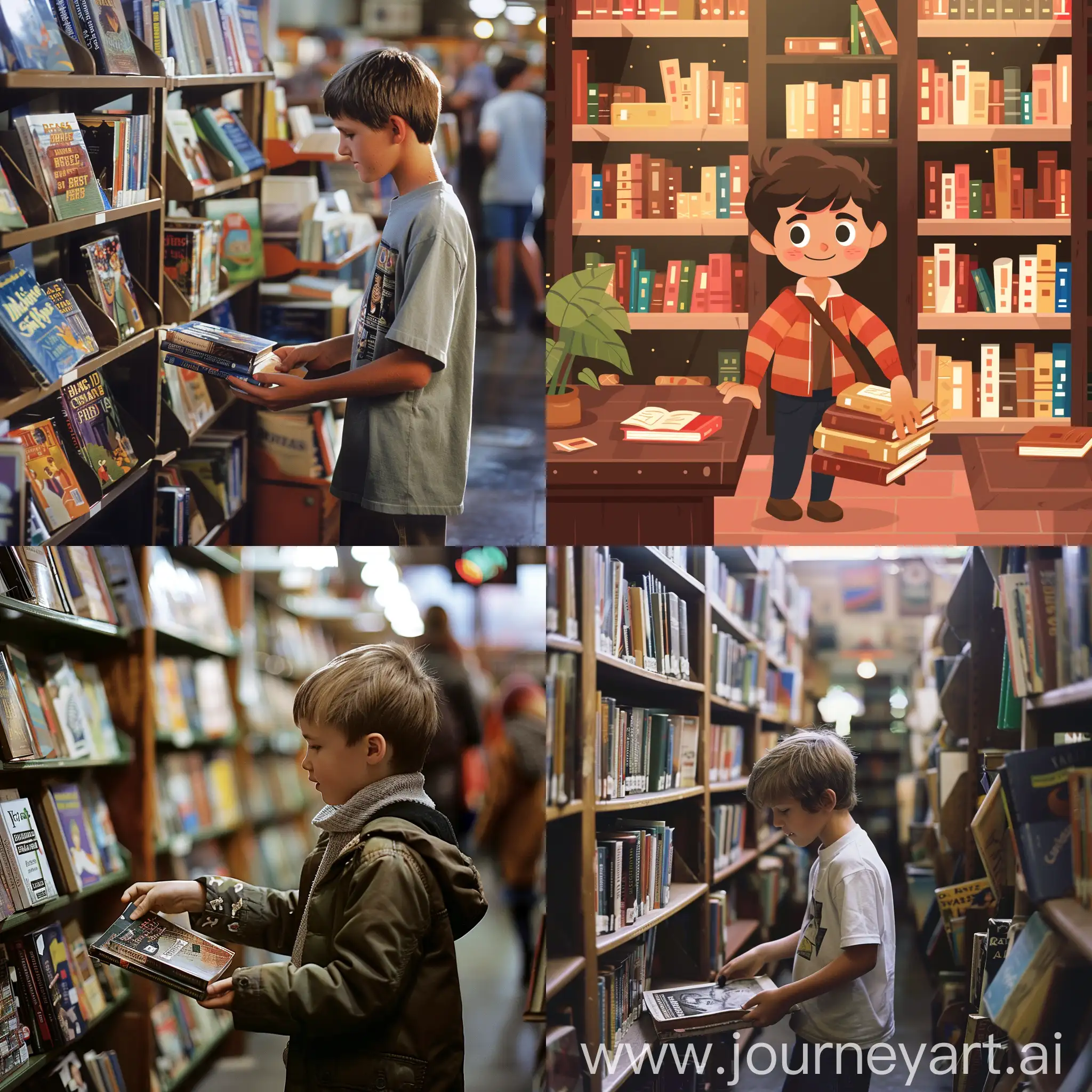 Young-Boy-Selecting-Books-at-a-Library