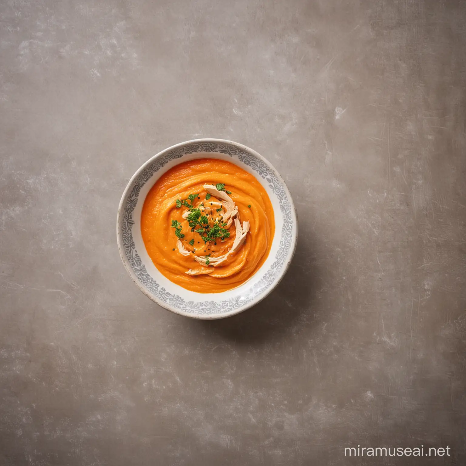 Healthy Chicken and Carrot Puree Recipe in a Ceramic Bowl