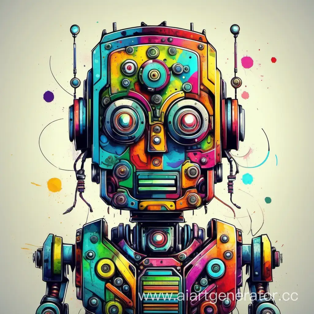 Vibrant-Contemporary-Art-Genius-Robot-in-Colorful-Paints