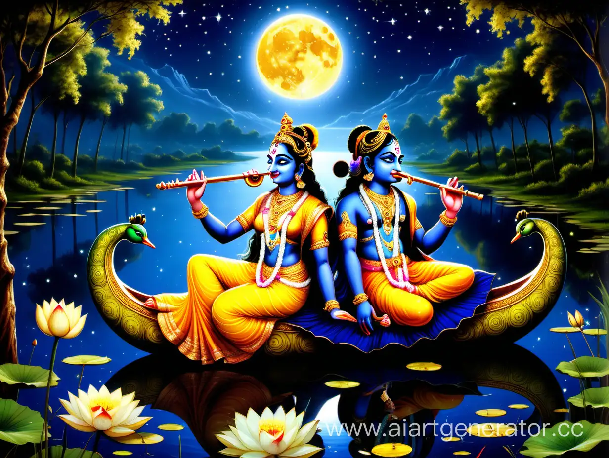 Enchanting-Night-by-the-Lakeshore-Radha-and-Krishna-in-Divine-Harmony