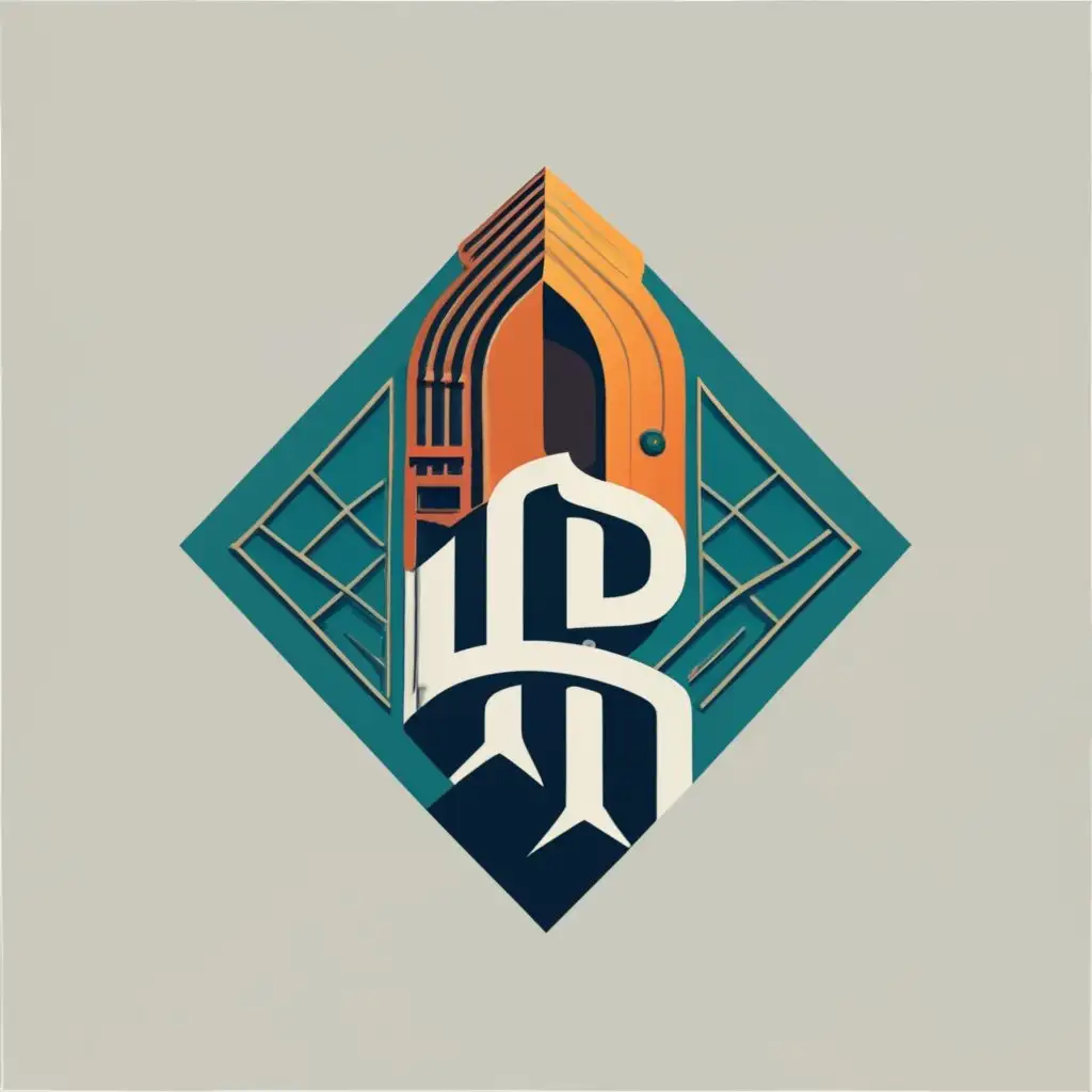 logo, logo, modern logo of a skyscraper and a traditional Moroccan door with symbol of medicine in the middle, with the text "F.M.P.R", typography, be used in Medical Dental industry