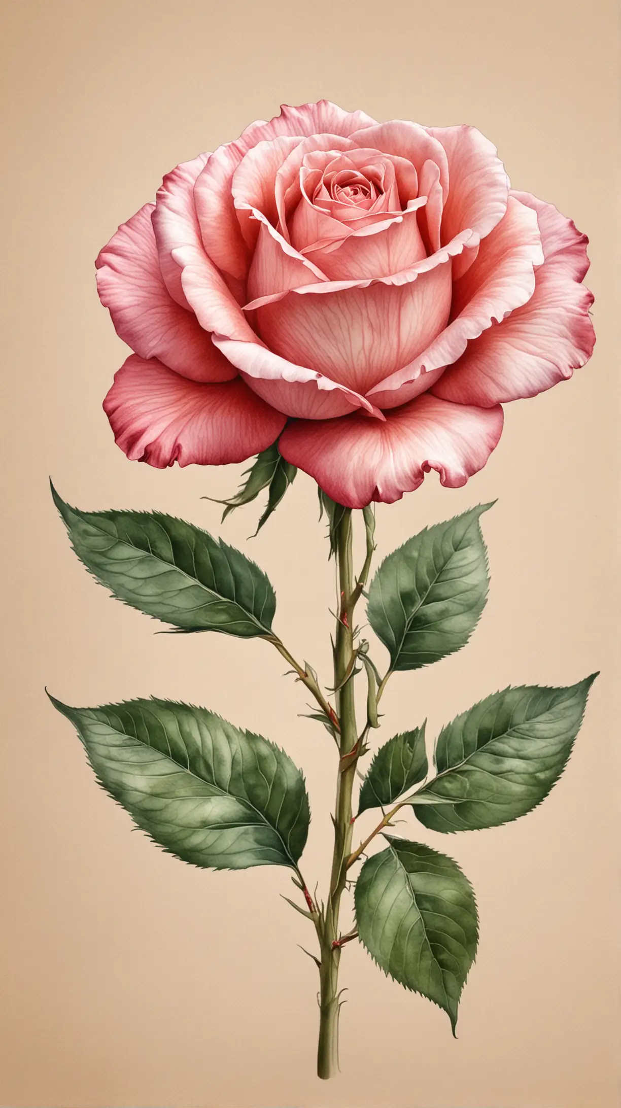 Realistic Watercolor Rose Birthflower Line Art Photography
