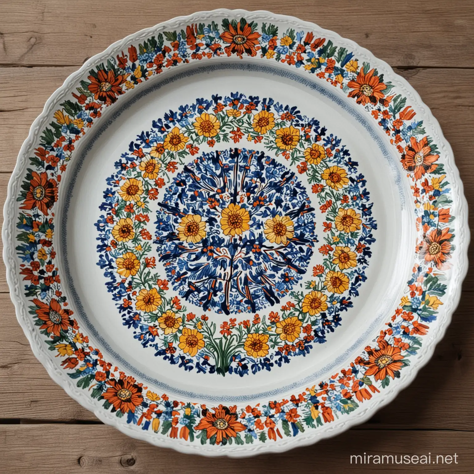 Traditional Ukrainian Plate with Floral Motifs